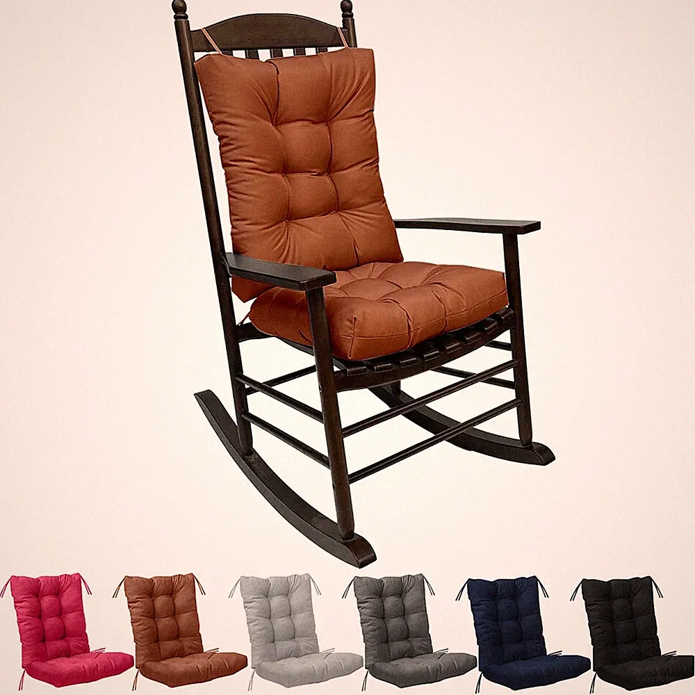 2Pcs Rocking Chair Cushion Set Waterproof Recliner Seat Mat Non Slip with Ties