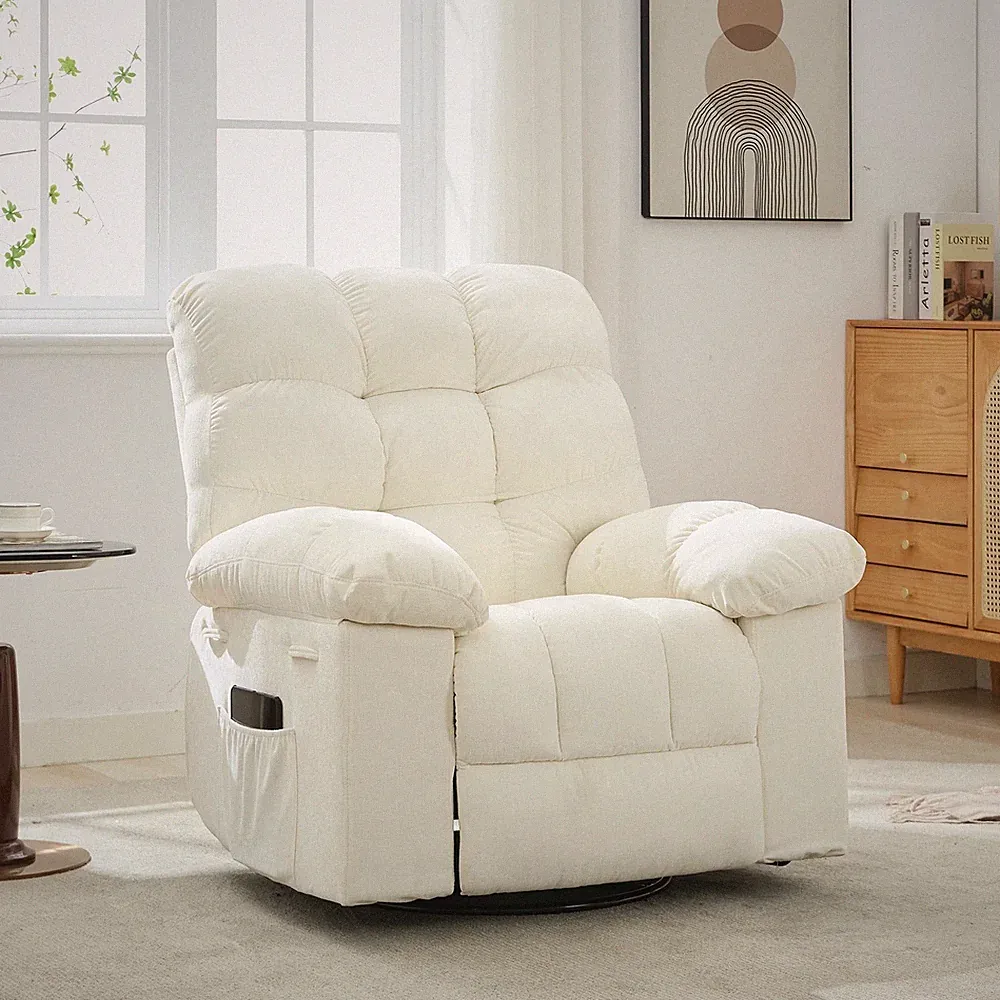Extra Wide Manual Reclining Sofa Chair Soft Chenille Single Recliner Rocking 💥