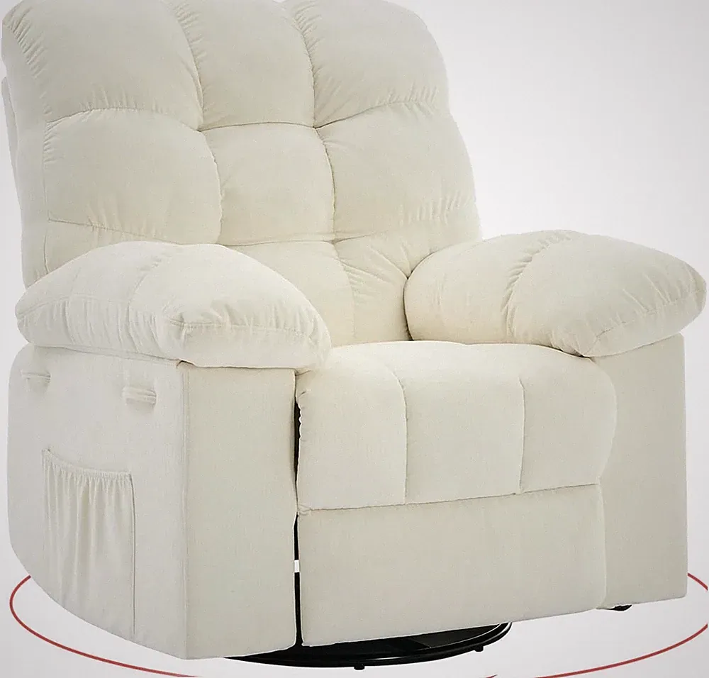 GRAVEE Manual Swivel Rocker Recliner Chair High Back Nursery 90-150° Lounge