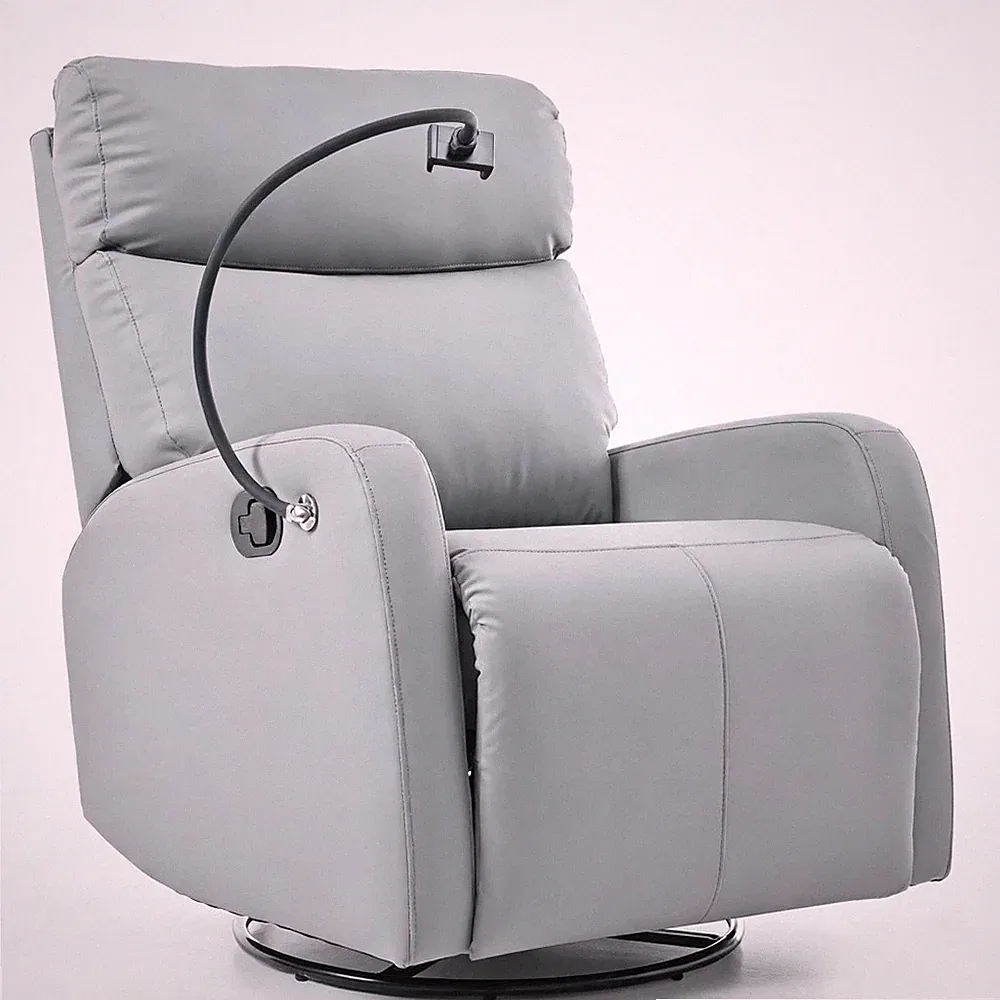 Modern Small 360 Degree Swivel Rocking Recliner Glider Chair w/ Phone Holder