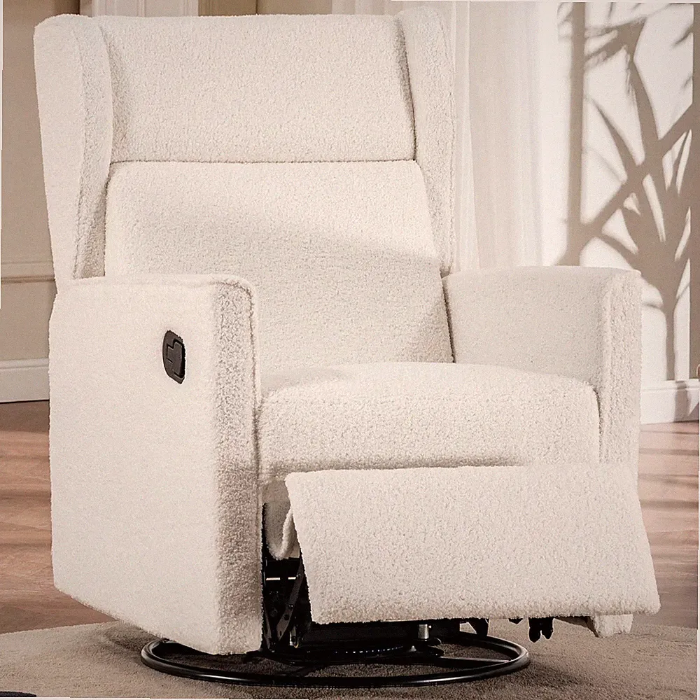 Nursery Rocking Chair Teddy Upholstered Swivel Rocker Recliner Manual Glider...