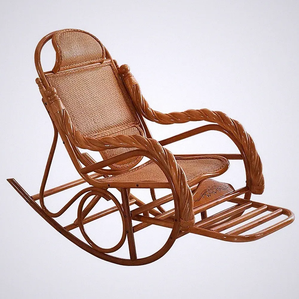 Rocking Chair Swivel Office Leather Adjustable Recliner Wooden Living Dining