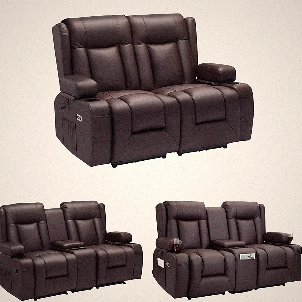 Uimoso Loveseat Recliner Sofa PU Leather Power Reclining Couch Heating & Massage